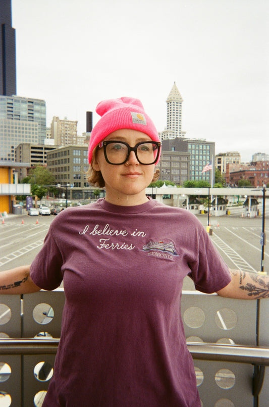 I Believe in Ferries Plum Edmonds Ferry Tee - Size Large
