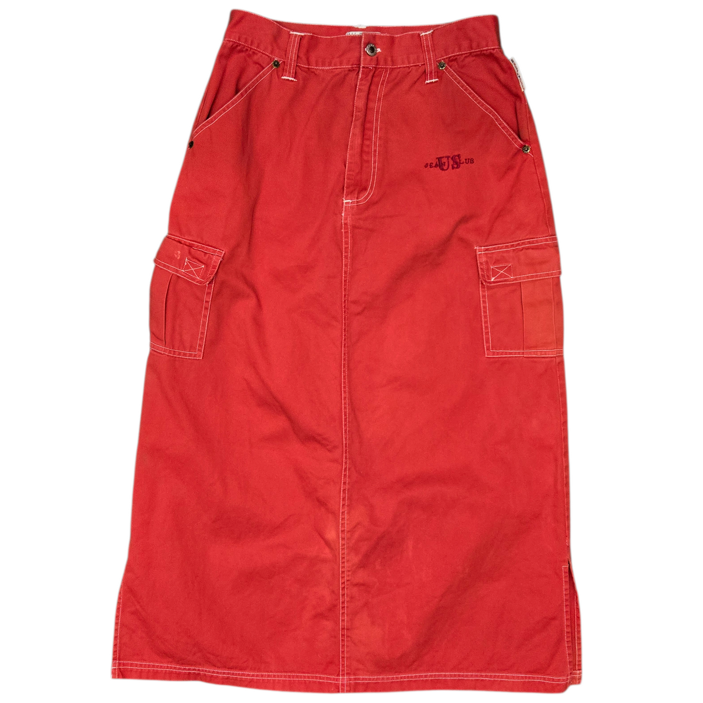 90's/Y2K Red Cargo Skirt by US Jean Club