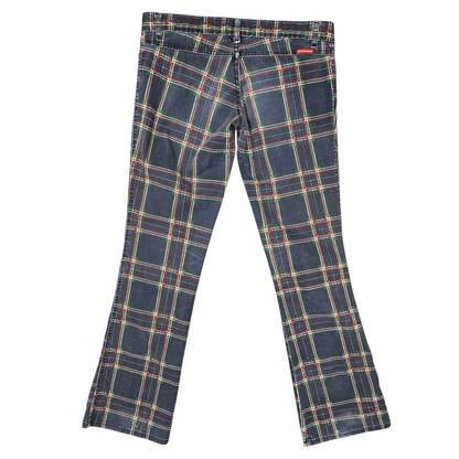 Y2K Ultra Low-Rise Plaid Flares by Dickies