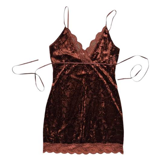 Y2K Maroon Velvet Mall Goth Slip Dress by Charlotte Russe