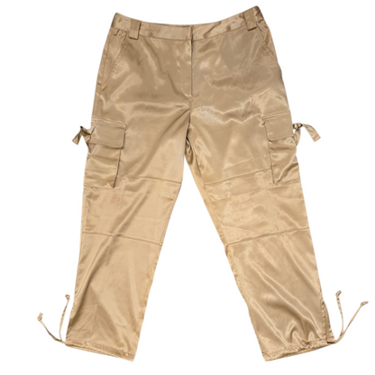 Y2K Gold Satin Cargo Pants by IDG
