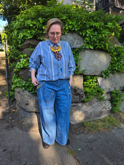 Hand-Painted Jeans with Custom Chains by The Little Merle x Style Divergent