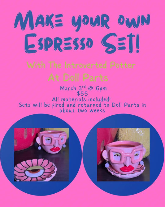 Ceramic Espresso Cup Workshop with the Introverted Potter - Tuesday, March 3rd - 6:00pm-8:00pm