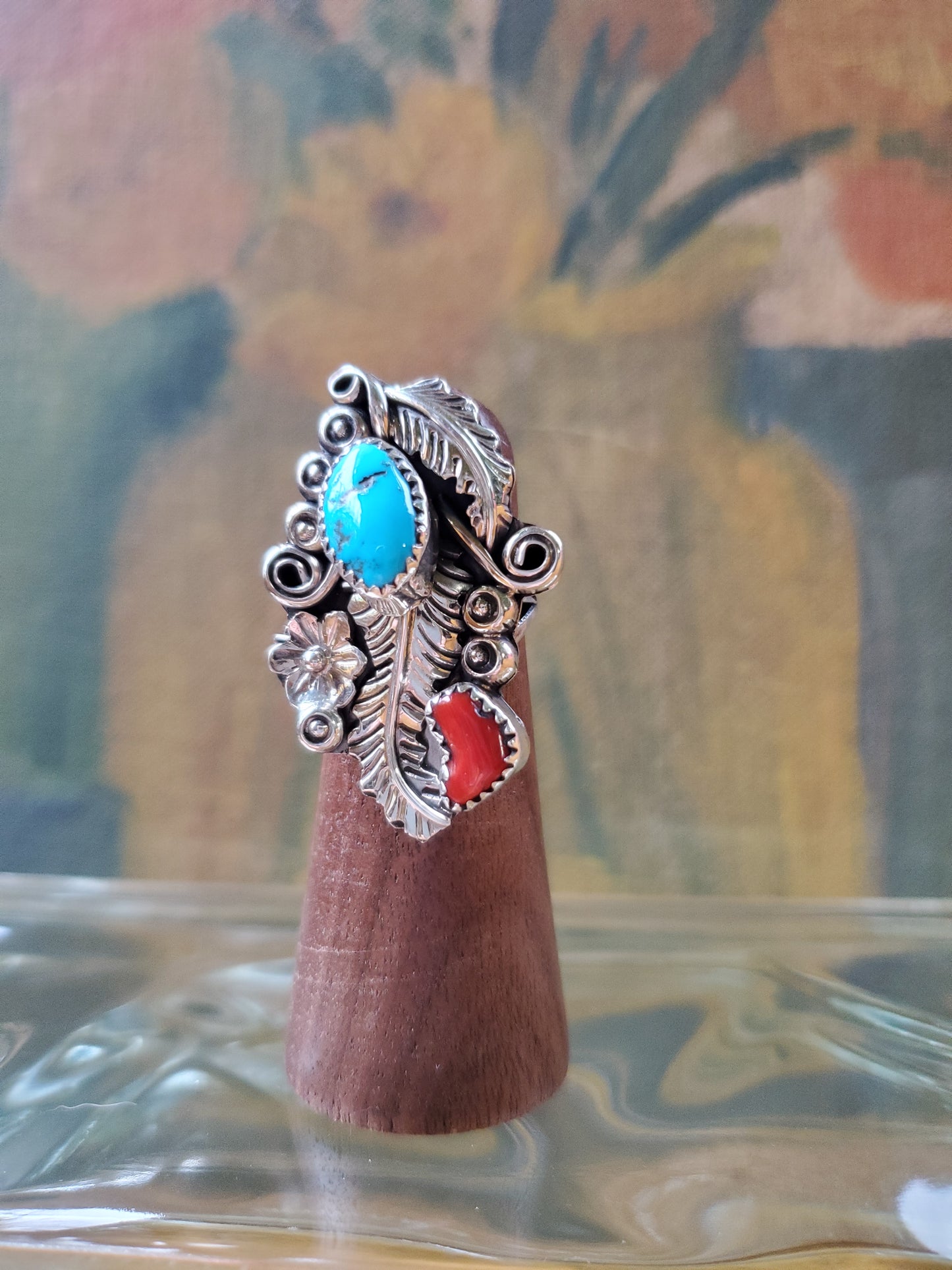 Signed Southwestern Sterling & Stone Ring