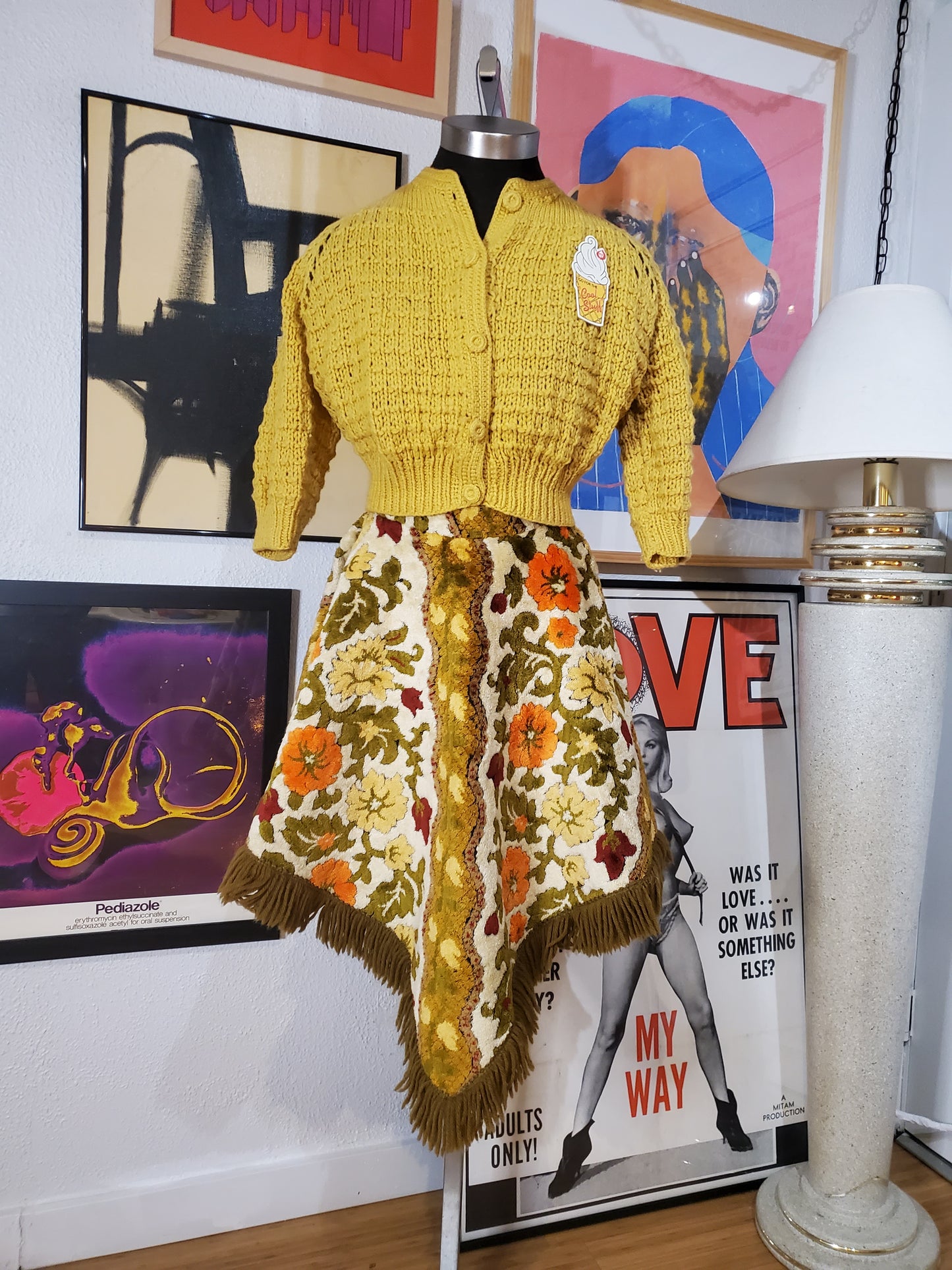 60's Floral Tapestry Poncho/Skirt by Sara's of Las Vegas