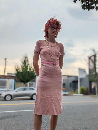 30s/40s Petal Pink Knit Dress