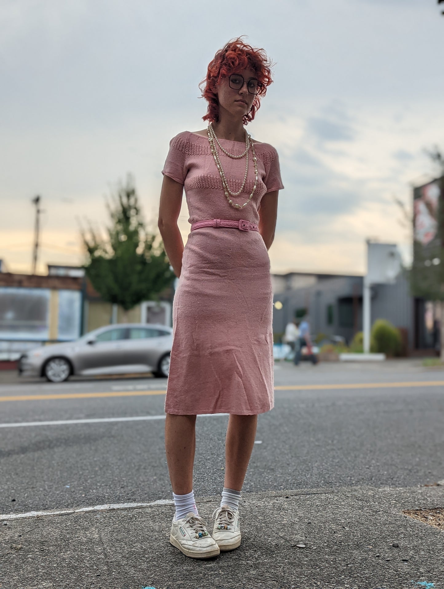 30s/40s Petal Pink Knit Dress