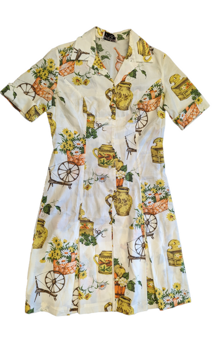 1970's Novelty Print Dress by Country Clothes (by Serbin)