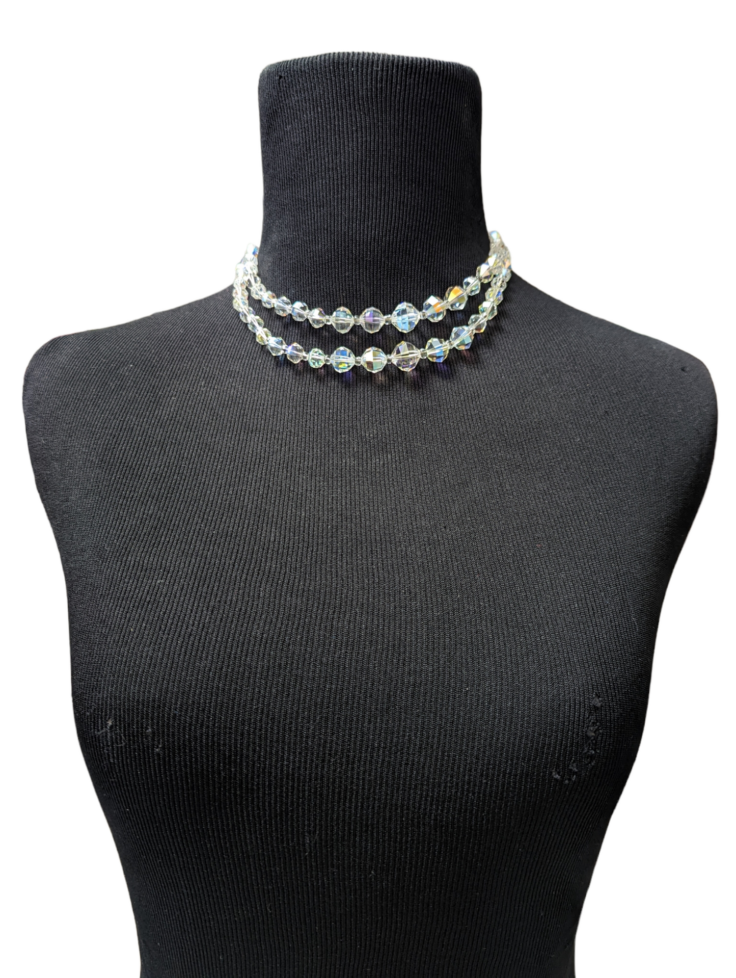 50's Aurora Borealis Crystal Double Strand Necklace