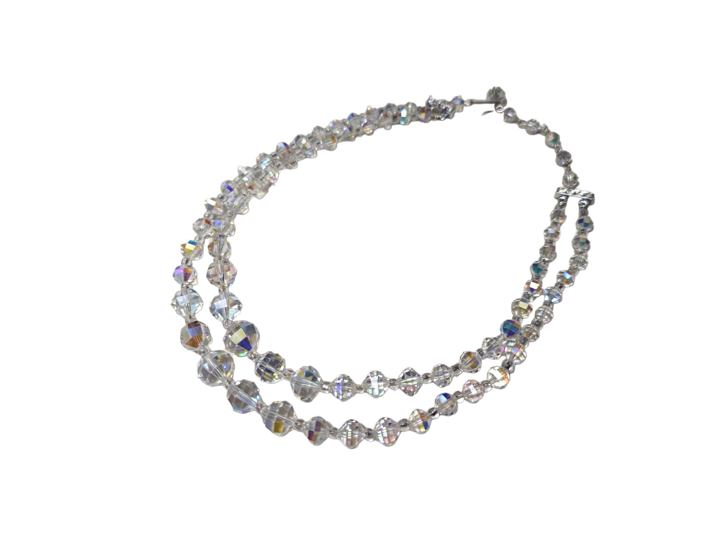 50's Aurora Borealis Crystal Double Strand Necklace