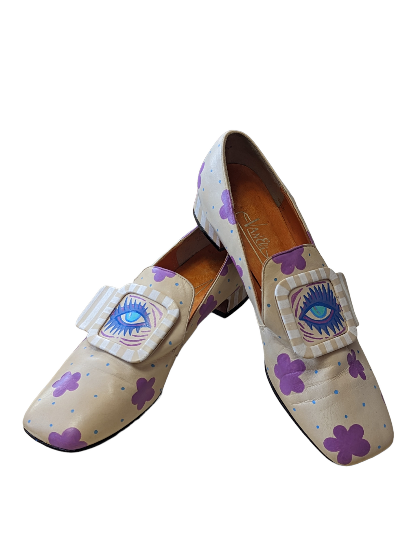 Groovy Eyes Hand Painted Shoes by Becky Bacsik