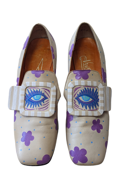 Groovy Eyes Hand Painted Shoes by Becky Bacsik