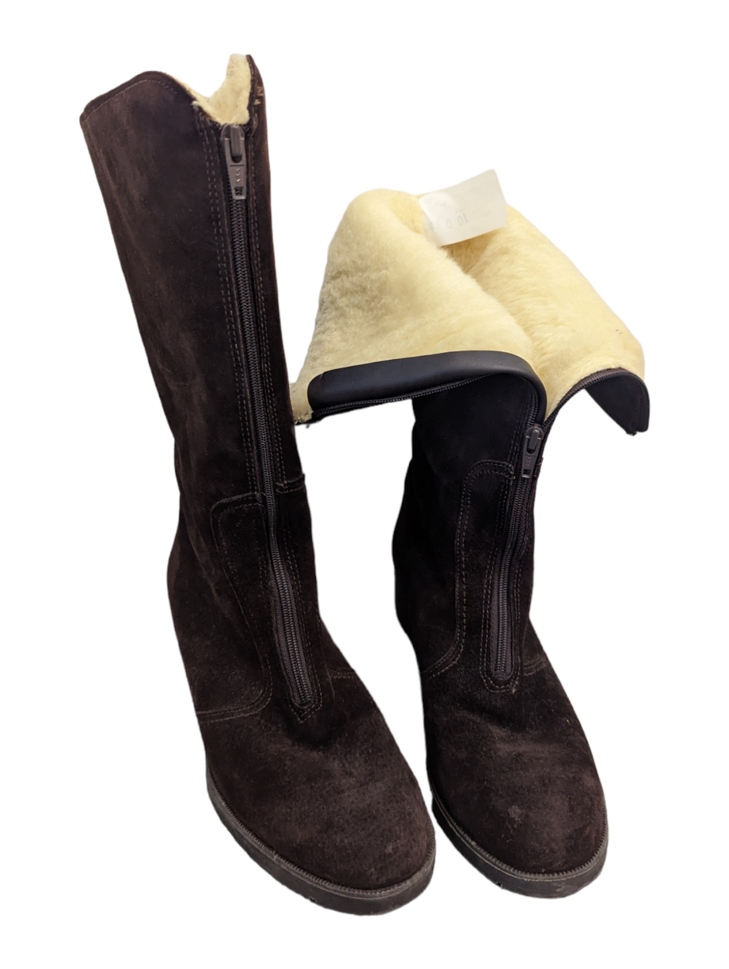 70's Suede & Sherpa Mid-Calf Boots