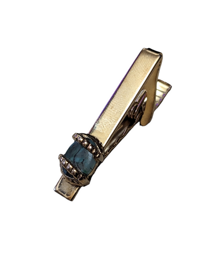 60's Green Agate & Gold Tie Bar