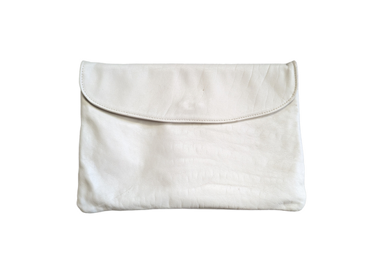 80's White Leather Clutch