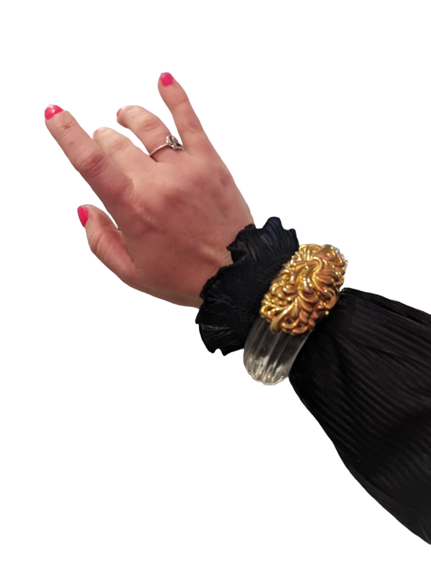 Vintage Lucite & Gold Magnetic Bracelet by Inna Citrine