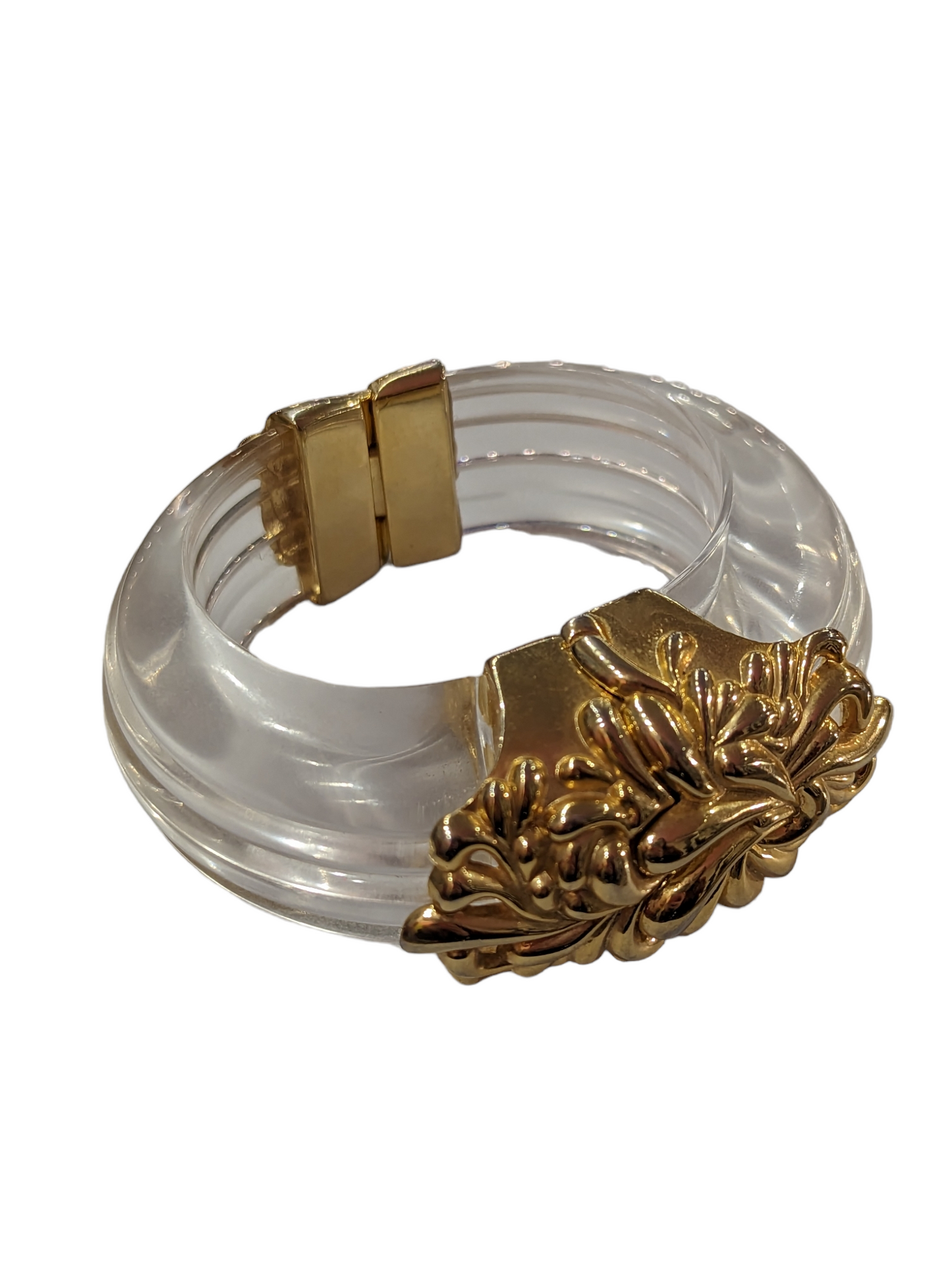 Vintage Lucite & Gold Magnetic Bracelet by Inna Citrine