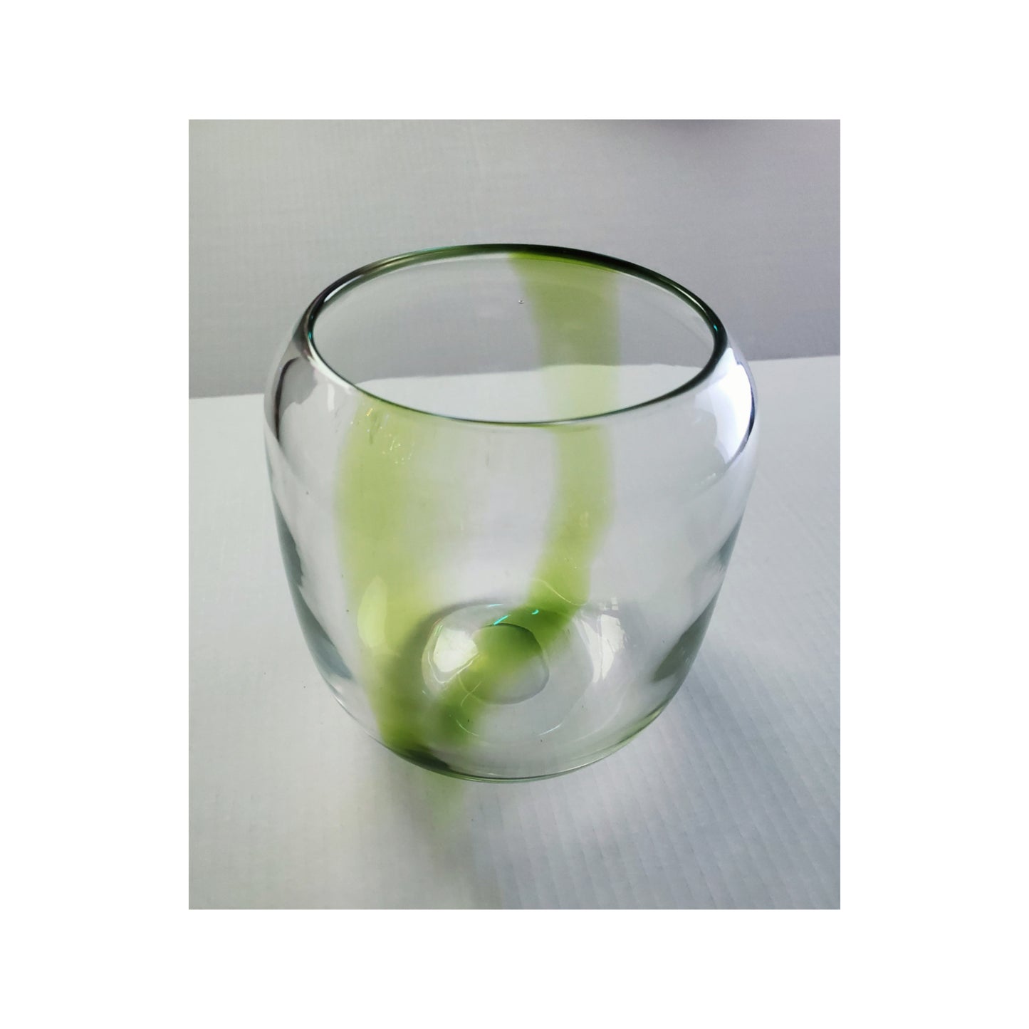 Green Striped Glass Vase/Planter