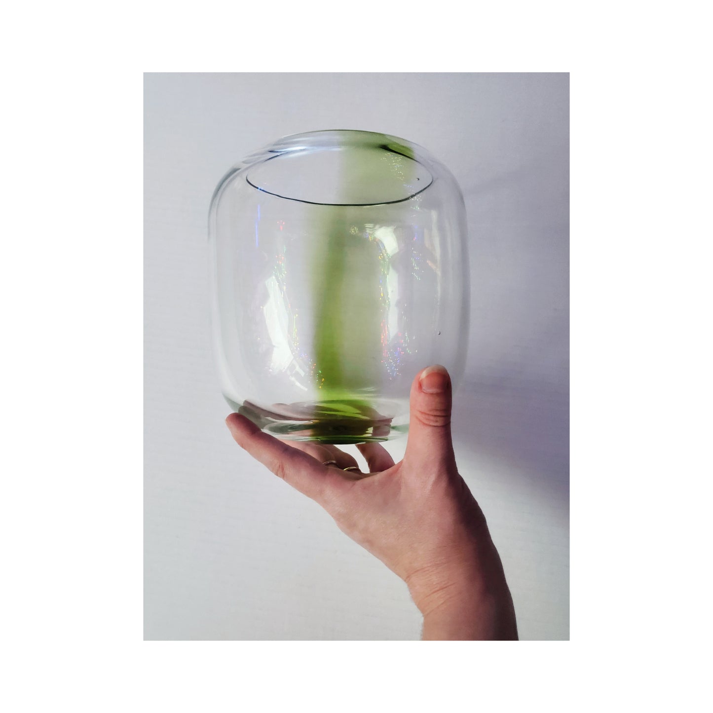 Green Striped Glass Vase/Planter