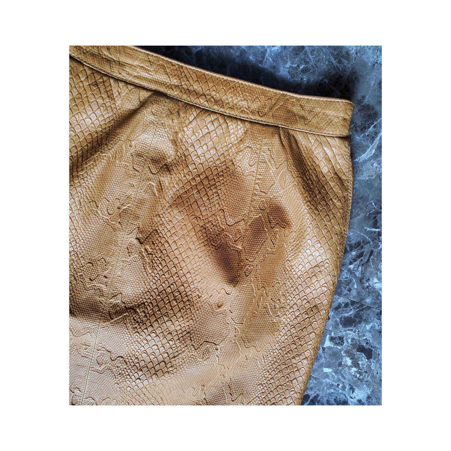 80's Valentino Boutique Python Embossed Leather Skirt
