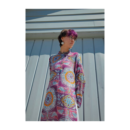 60's Printed Silk Chiffon Tunic Dress