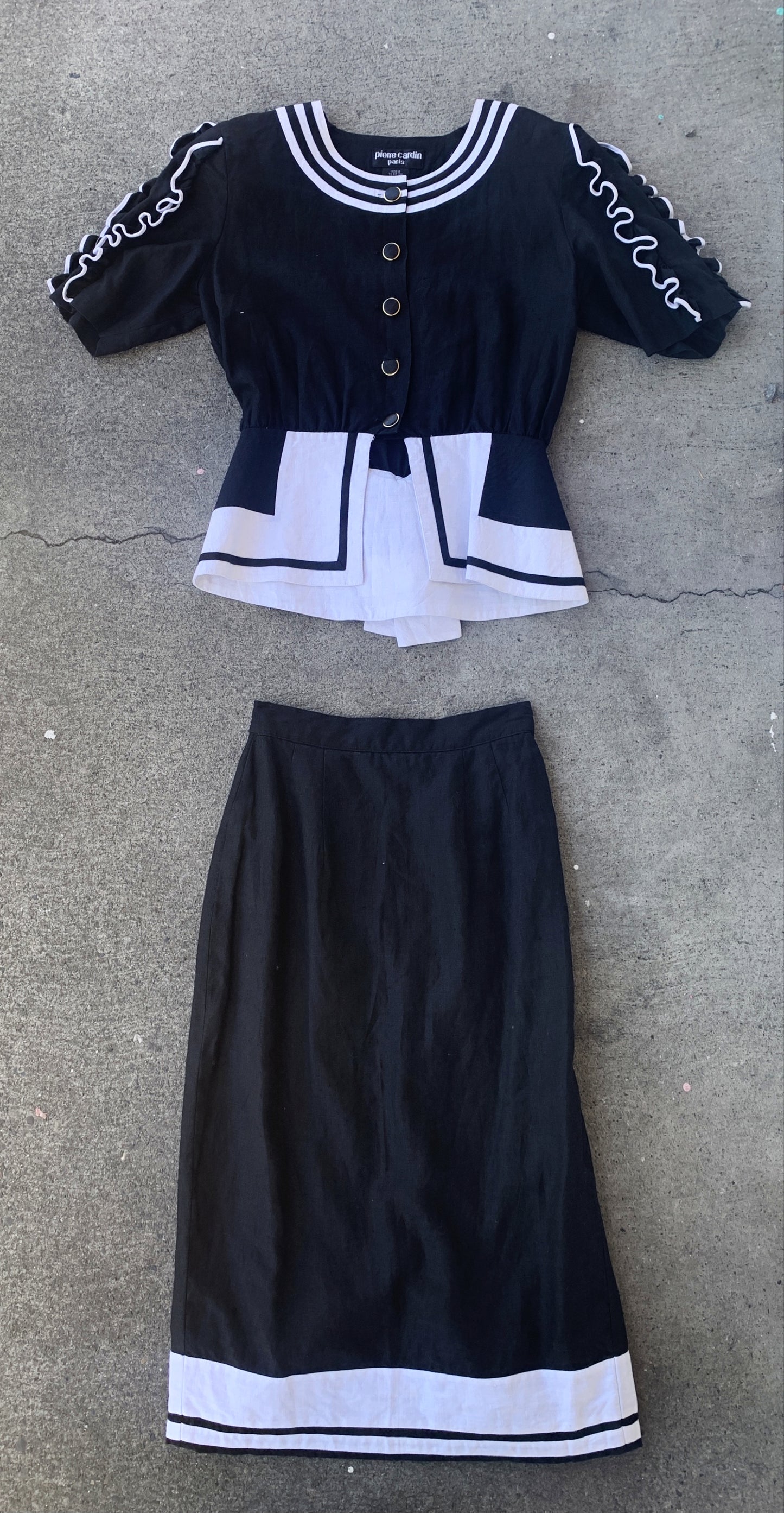 1980's Pierre Cardin Monochrome Skirt Set