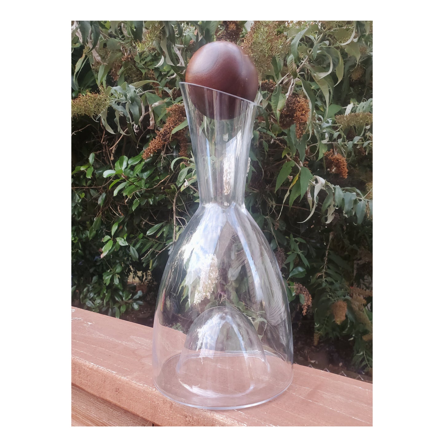 MCM Glass Decanter with Wood Topper
