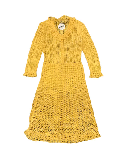 1940s Yellow Crochet Dress