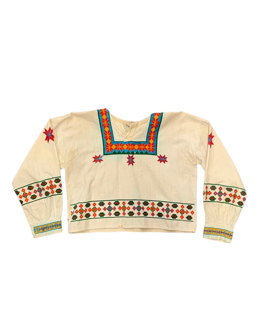 1970s Embroidered Crop Blouse by the Huichol