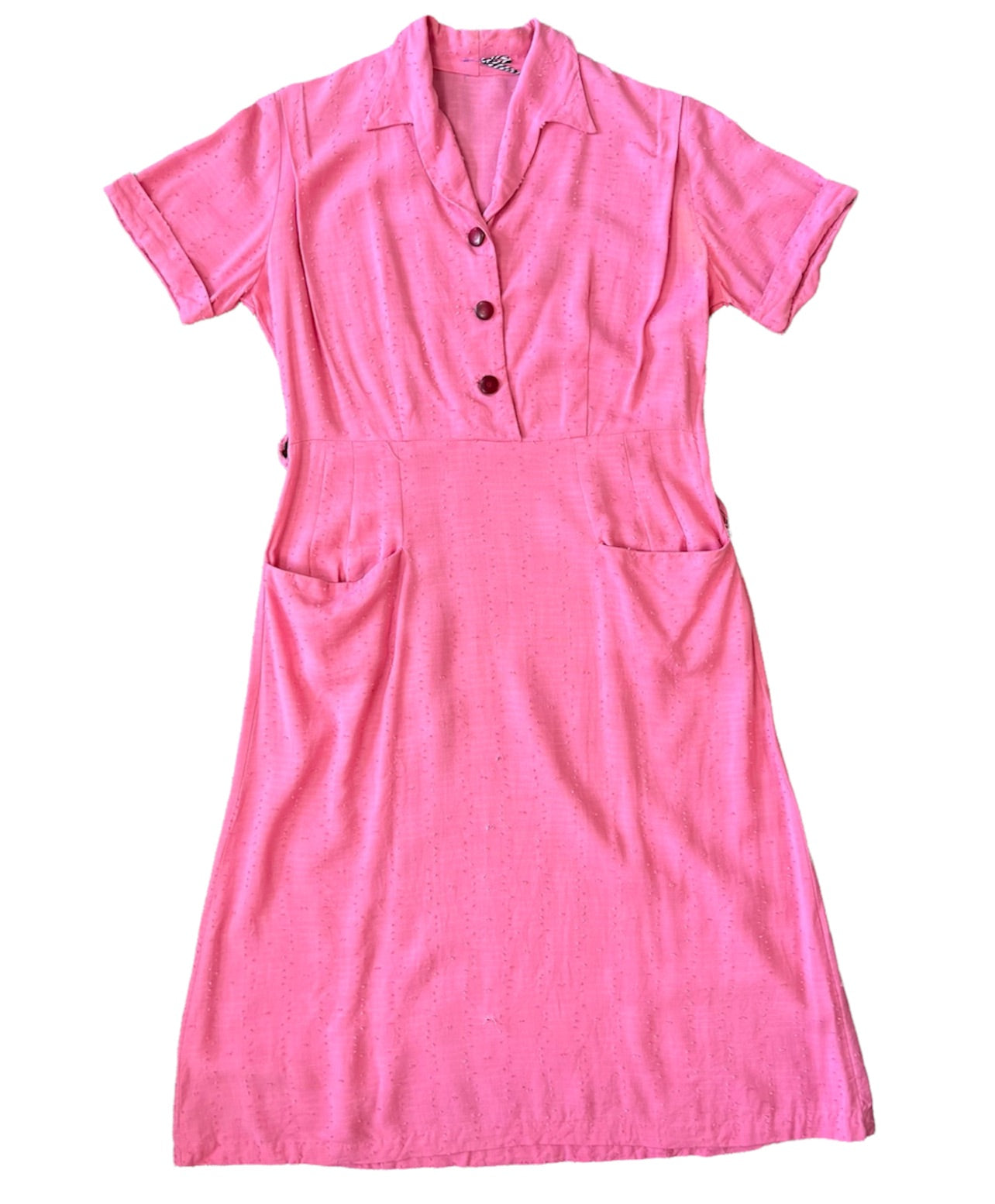 1940s Cotton Pink Day Dress