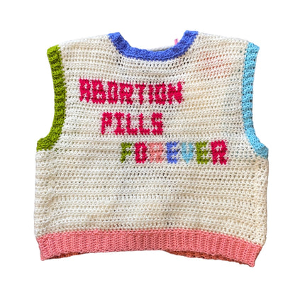 Abortion Pills Forever Crochet Sweater Vest by Soft Stella