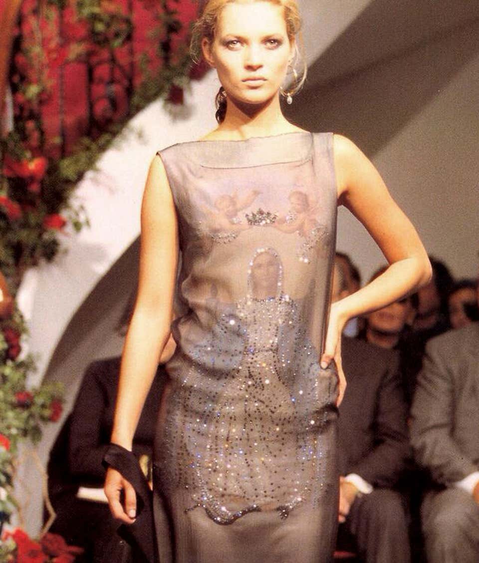 1998 Dolce & Gabbana Virgin Mary Chiffon Shift Dress